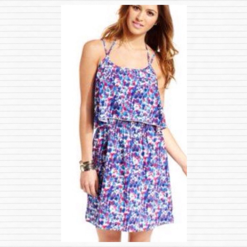 JESSICA SIMPSON Blue Watercolor Cutout Dress - Picture 2 of 10